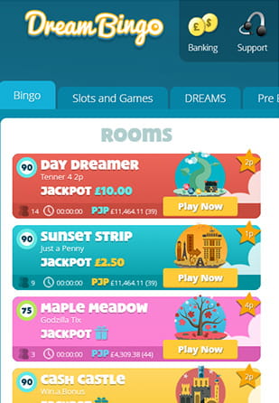 The friendly bingo lobby on Dream