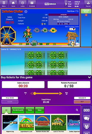 Rainbow Riches Bingo can be played with a bonus at Sky