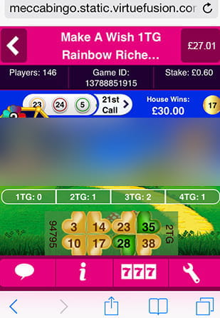 The Mecca Mobile App Features Rainbow Riches 40 Ball Bingo