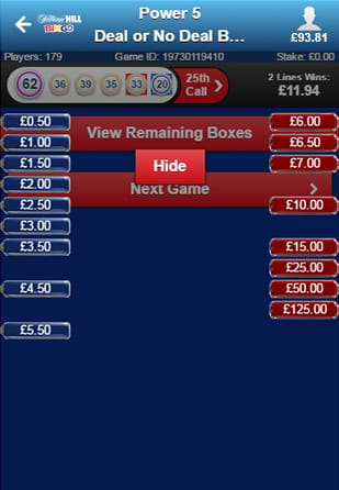 William Hill Bingo offers you to play DOND with 75 balls on your phone