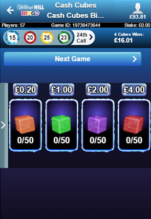 Cash Cubes Bingo is on mobile at WH